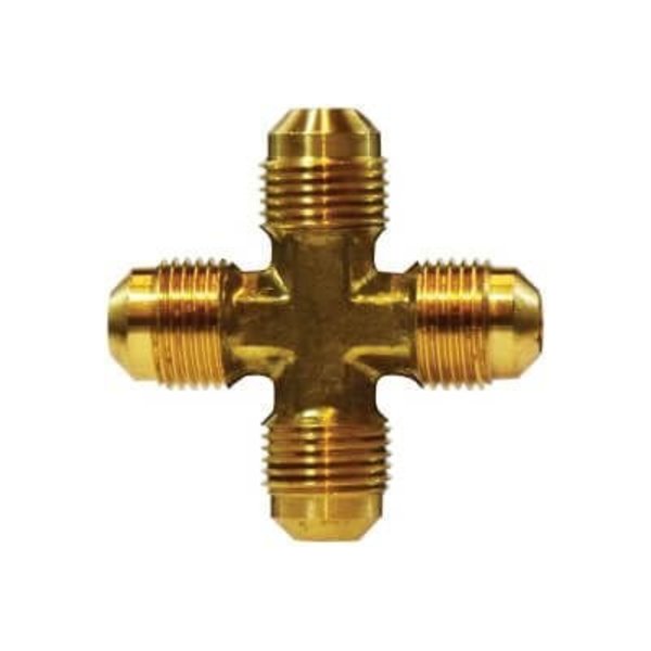 Midland Metal Cross, Cross, 38 Nominal, 45 deg Male Flare UNF, 1000 psi, 65 to 250 deg F, CA377 Brass, Forged 10375